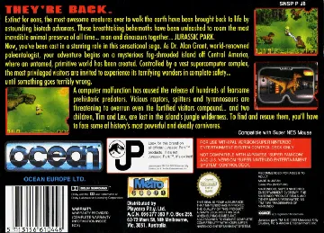 Jurassic Park (Europe) (Beta) box cover back